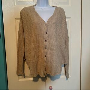 Urban Outfitters Cozy Tan Button-Up Women Top Size Small‎